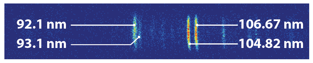 Figure 6. Image du spectre de l'Argon dans l’ultraviolet, obtenu lors des étalonnages de PHEBUS au sol. Crédit : équipe PHEBUS/LATMOS.